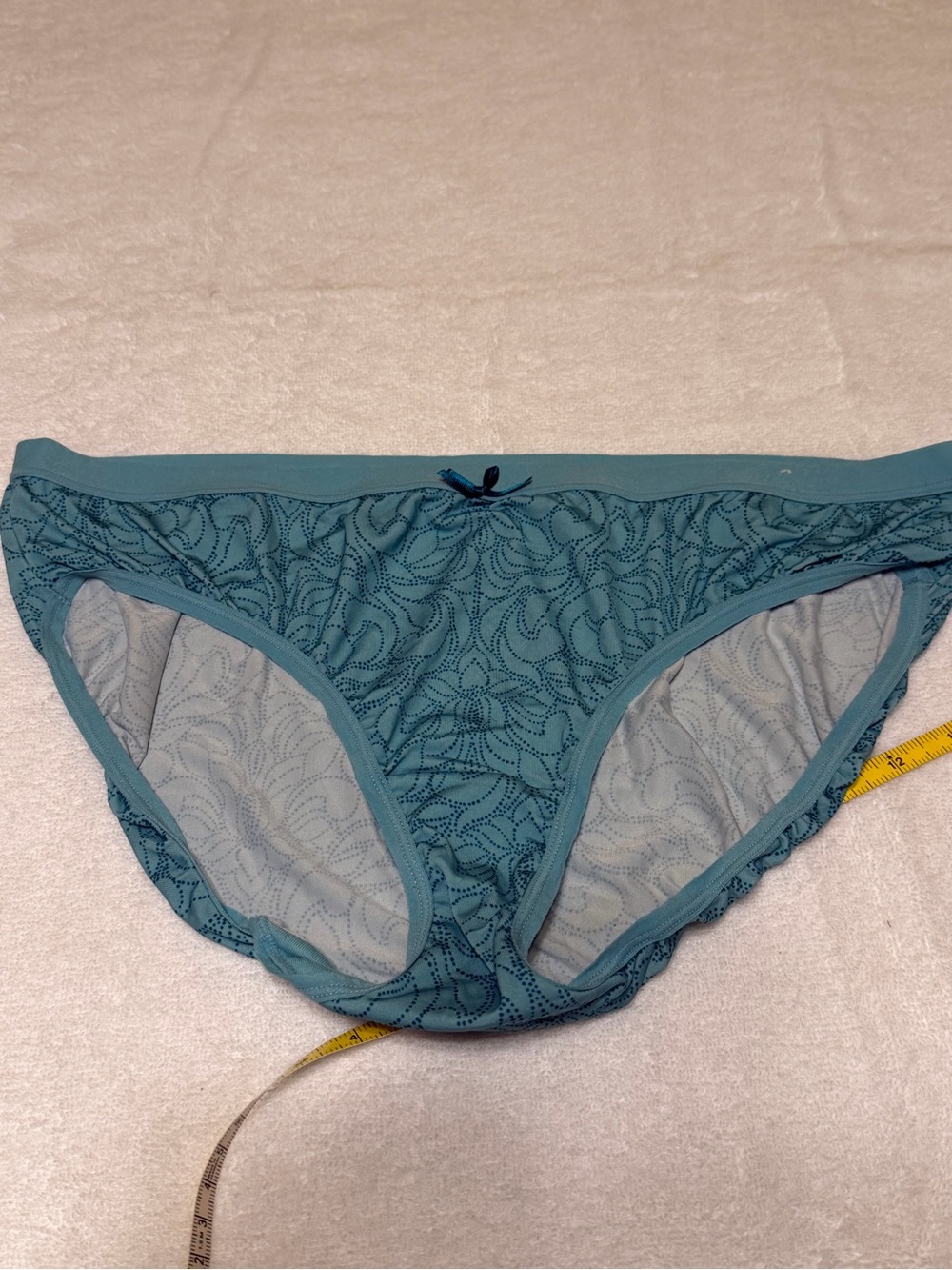 Cacique No Show Hipster in Teal Lace with Bow